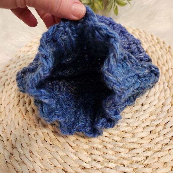 Handmade Loom Knit Stocking Cap in Blue - Picture 4 of 4